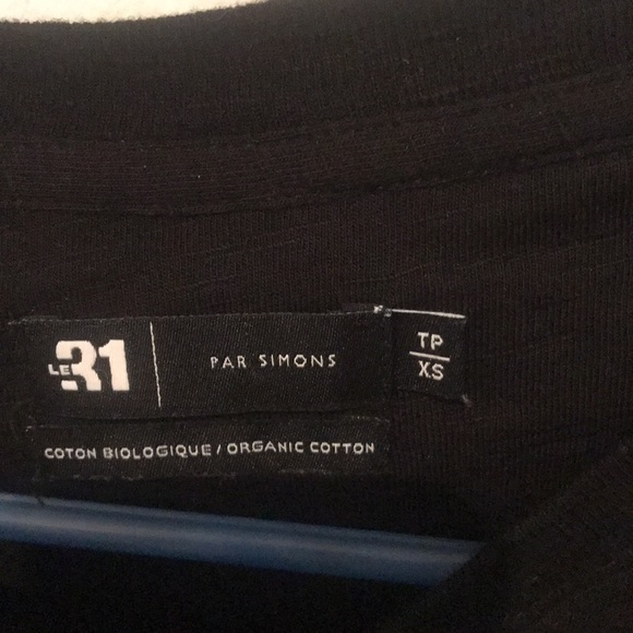 Stylish 3 tone long sleeve quarter button from Le 31 black, white and grey - Picture 2 of 3